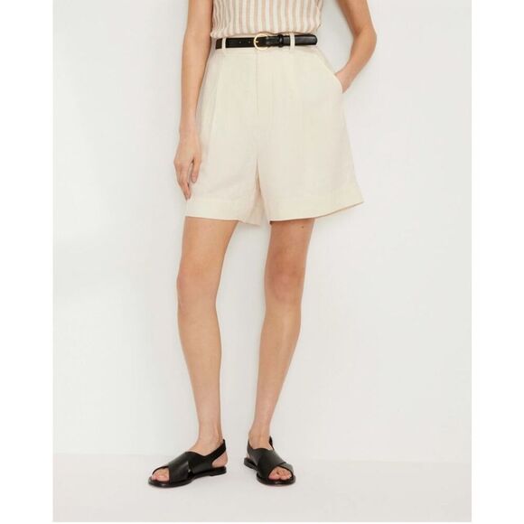 NWT Everlane The Draper Linen Shorts Buttersmooth Bone Size 12 - Picture 1 of 2